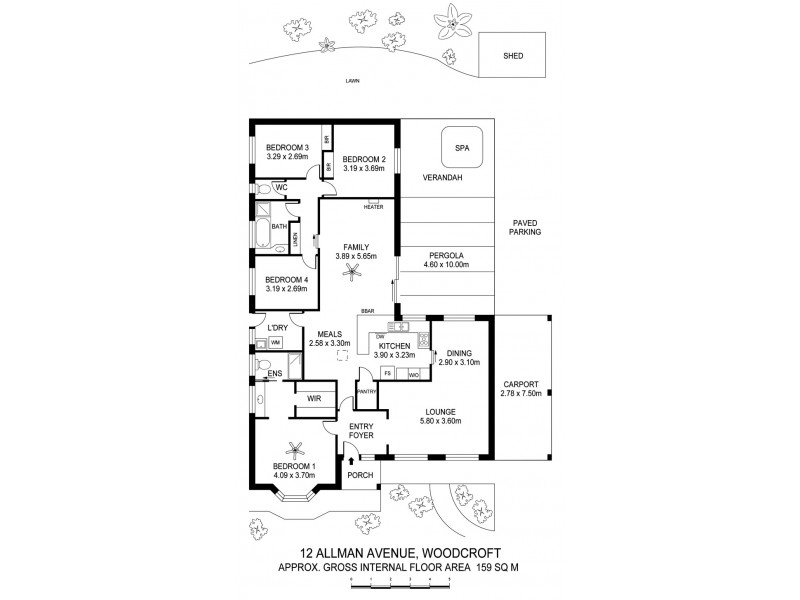 12 Allman Avenue, Woodcroft SA 5162 Floorplan