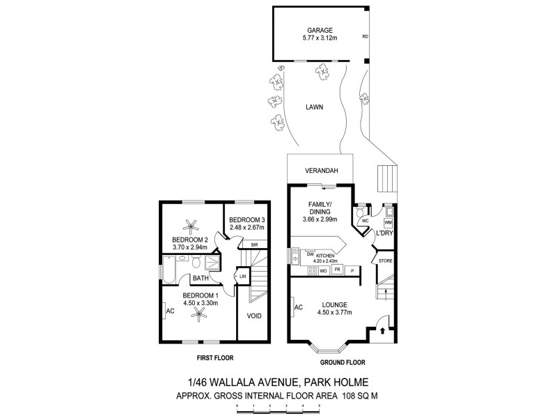 1/46 Wallala Avenue, Park Holme SA 5043 Floorplan