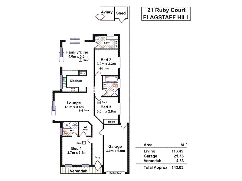 21 Ruby Court, Flagstaff Hill SA 5159 Floorplan