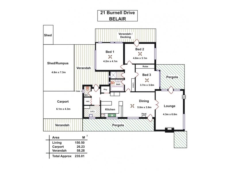 21 Burnell Drive, Belair SA 5052 Floorplan