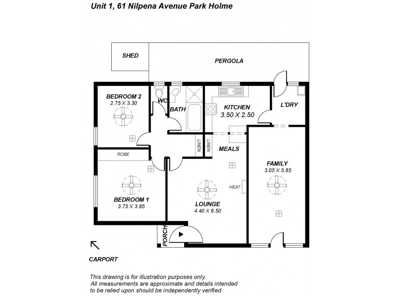 1/61 NILPENA AVENUE, Park Holme SA 5043 Floorplan