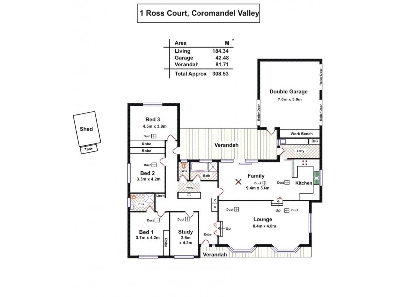 1 Ross Court, Coromandel Valley SA 5051 Floorplan