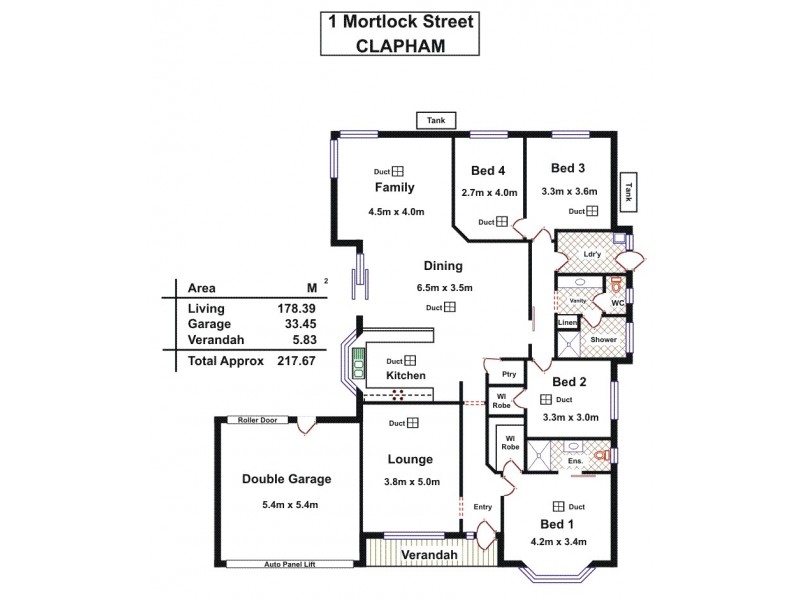 1 Mortlock Street, Clapham SA 5062 Floorplan