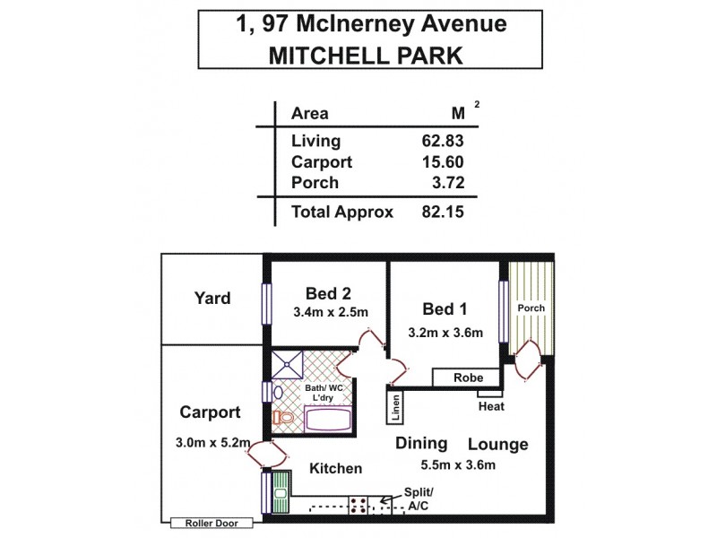 1/97 McInerney Avenue, Mitchell Park SA 5043 Floorplan