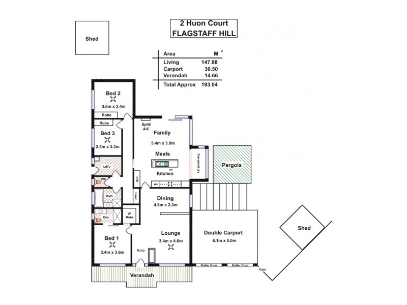 2 Huon Court, Flagstaff Hill SA 5159 Floorplan