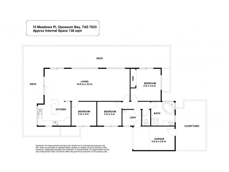 10 Meadows Place, Opossum Bay TAS 7023 Floorplan