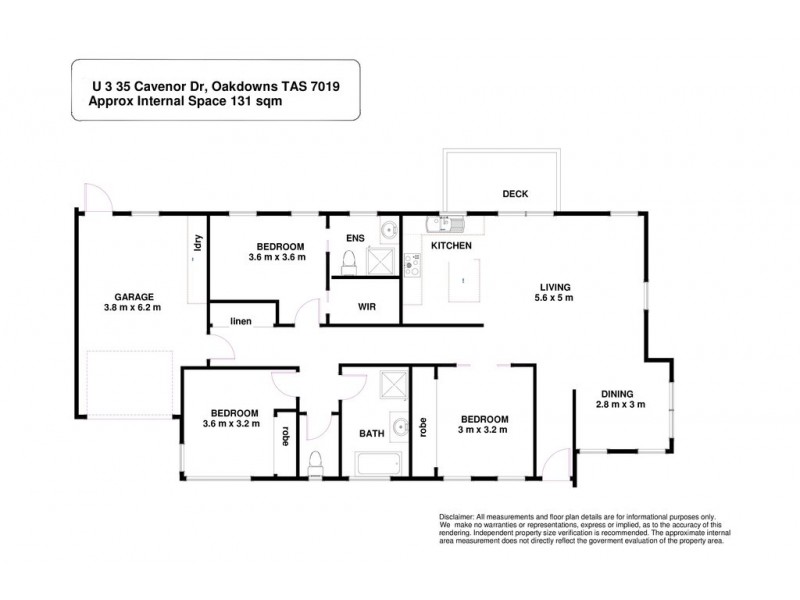 1, 2 and 3/35 Cavenor Drive, Oakdowns TAS 7019 Floorplan