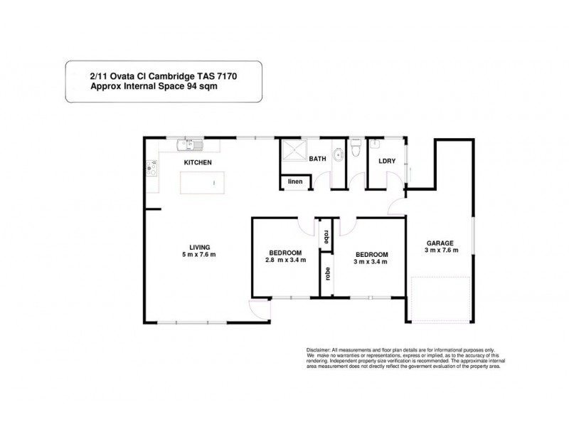 2/11 Ovata Close, Cambridge TAS 7170 Floorplan