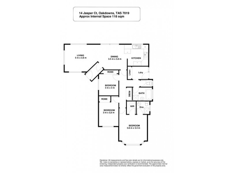 14 Jasper Court, Oakdowns TAS 7019 Floorplan