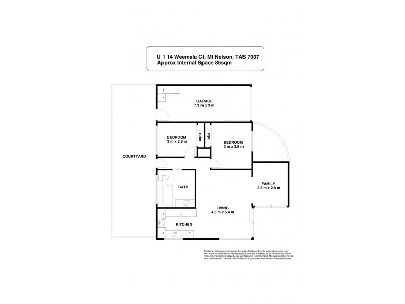 1/14 Weemala Court, Mount Nelson TAS 7007 Floorplan