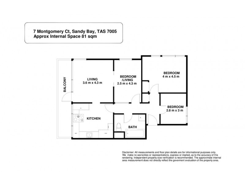 1/7 Montgomery Court, Sandy Bay TAS 7005 Floorplan