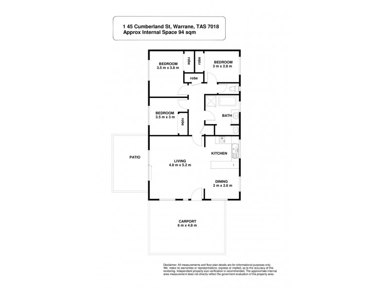 1/45 Cumberland Street, Warrane TAS 7018 Floorplan