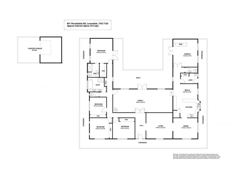 901 Woodsdale Road, Runnymede TAS 7190 Floorplan