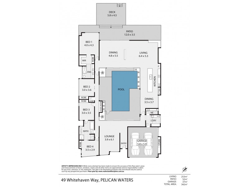 49 Whitehaven Way, Pelican Waters QLD 4551 Floorplan
