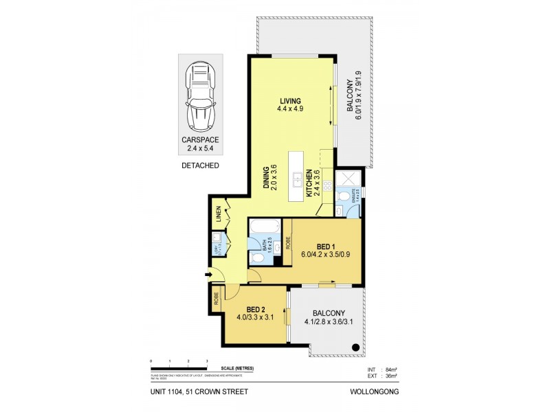 1104/51 Crown Street, Wollongong NSW 2500 Floorplan