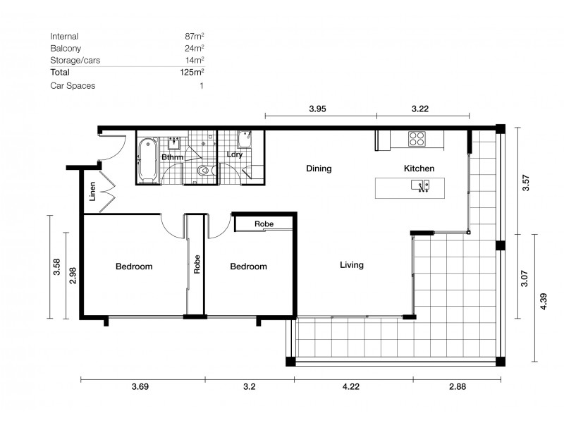 401/53 Crown Street, Wollongong NSW 2500 Floorplan