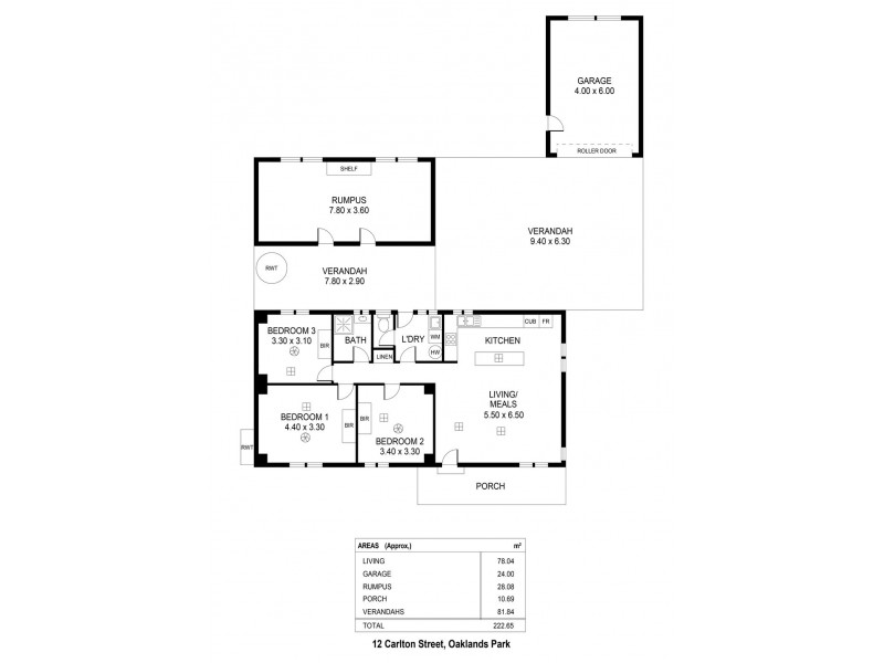 12 Carlton Street, Oaklands Park SA 5046 Floorplan