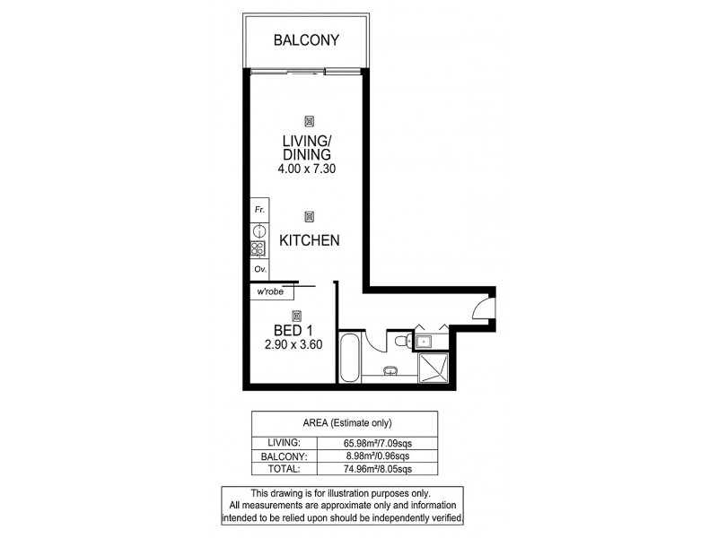 Apt 605/25 Colley Terrace (Liberty Towers), Glenelg SA 5045 Floorplan