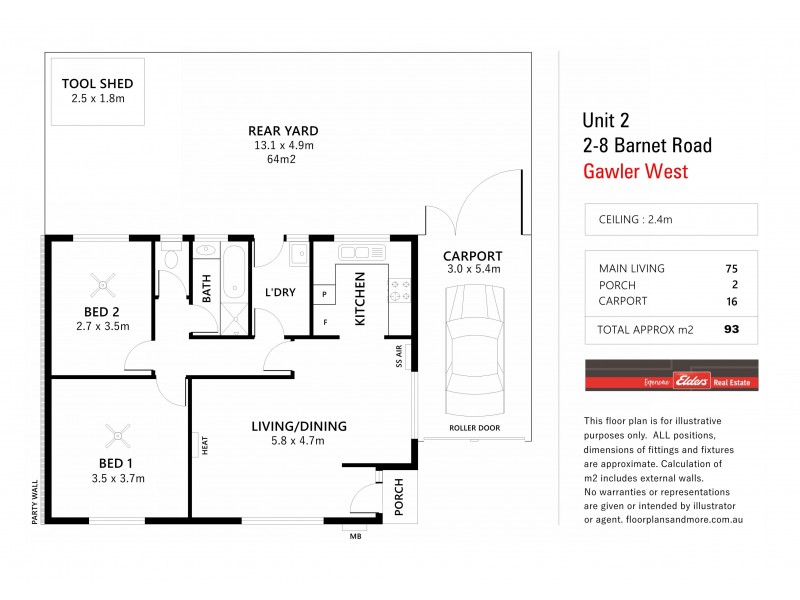 Unit 2, 2 Barnet Road, Gawler West SA 5118 Floorplan