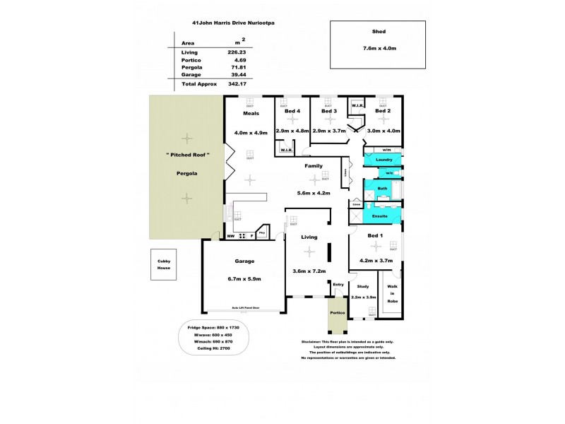 41 John Harris Drive, Nuriootpa SA 5355 Floorplan