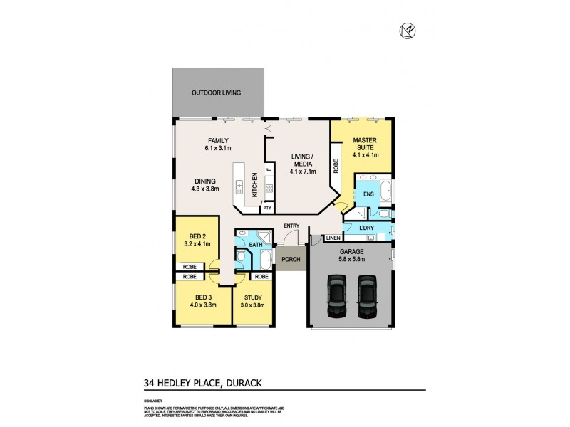 34 Hedley Place, Durack NT 0830 Floorplan
