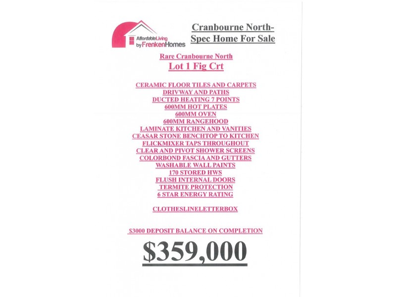 Lot 1 Fig Court, Cranbourne North VIC 3977