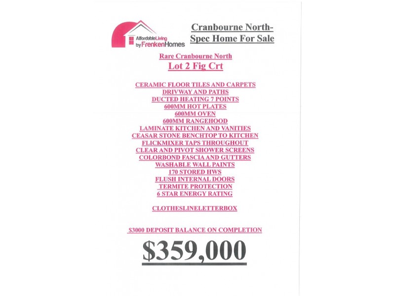 Lot 2 Fig Court, Cranbourne North VIC 3977