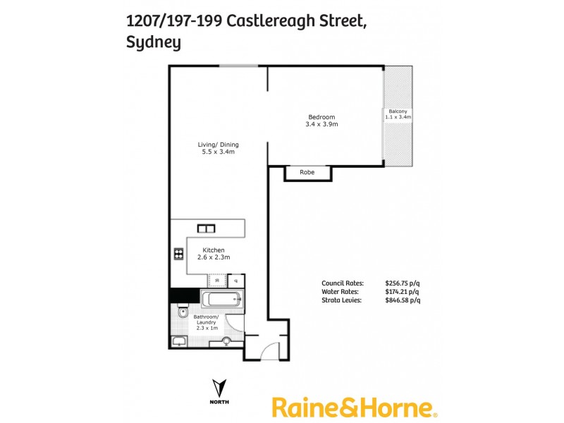1207/199 Castlereagh Street, Sydney NSW 2000 Floorplan