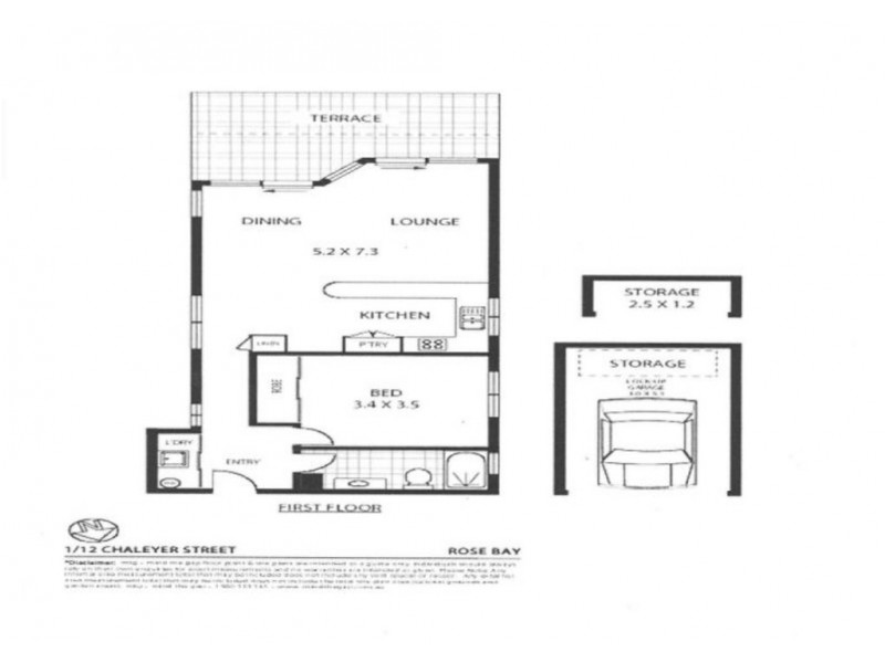 1/12 CHALEYER STREET, Rose Bay NSW 2029 Floorplan