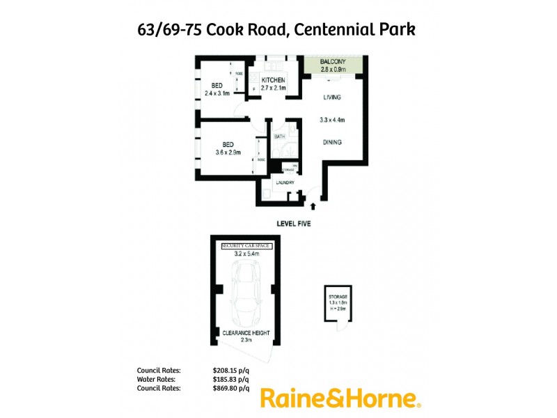 63/69-75 Cook Road, Centennial Park NSW 2021 Floorplan