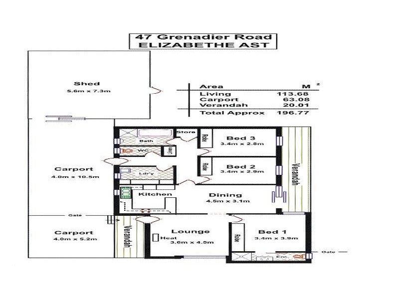 47 Grenadier Road, Elizabeth East SA 5112 Floorplan