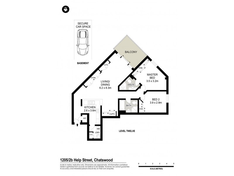 1205/2B Help Street, Chatswood NSW 2067 Floorplan