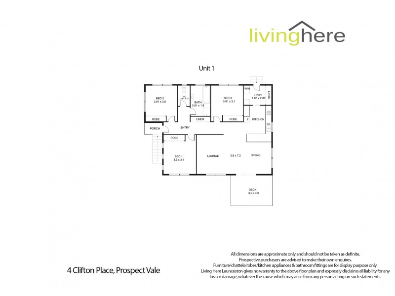 1/4 Clifton Place, Prospect Vale TAS 7250 Floorplan