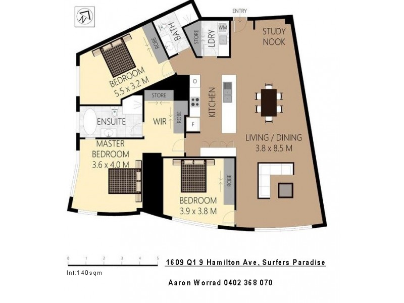 Unit 1609 ‘Q1′ 9 Hamilton Avenue, Surfers Paradise QLD 4217 Floorplan