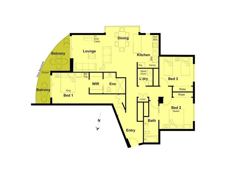 Unit 1175 ‘Chevron Renaissance’ 23 Ferny Avenue, Surfers Paradise QLD 4217 Floorplan
