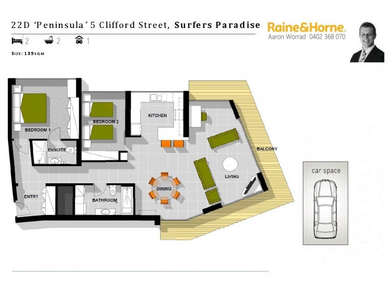 Unit 22D ‘Peninsula’ 5 Clifford Street, Surfers Paradise QLD 4217 Floorplan