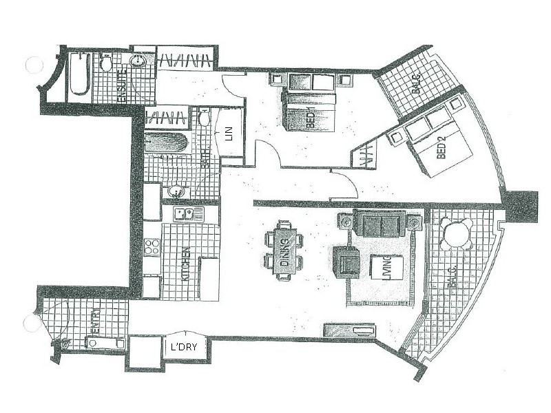 Unit 1133 ‘Chevron Renaissance’ 23 Ferny Avenue, Surfers Paradise QLD 4217 Floorplan