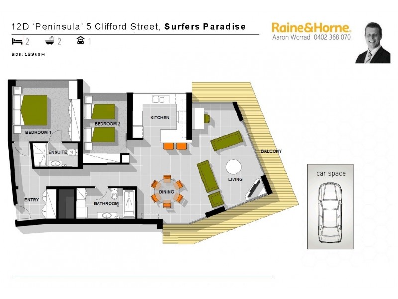 Unit 12D ‘Peninsula’ 5 Clifford Street, Surfers Paradise QLD 4217 Floorplan