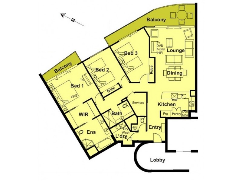 Unit 1322 Chevron Renaissance, 23 Ferny Avenue, Surfers Paradise QLD 4217 Floorplan