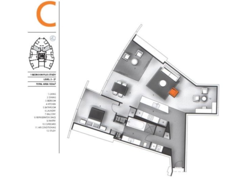 404 ‘Q1′ 9 Hamilton Avenue, Surfers Paradise QLD 4217 Floorplan