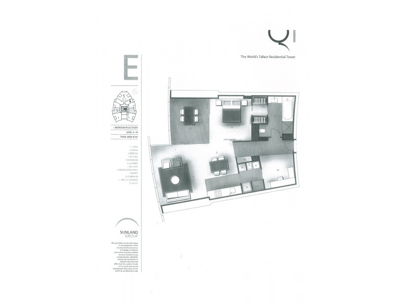 Unit 2802 Q1 9 Hamilton Avenue, Surfers Paradise QLD 4217 Floorplan