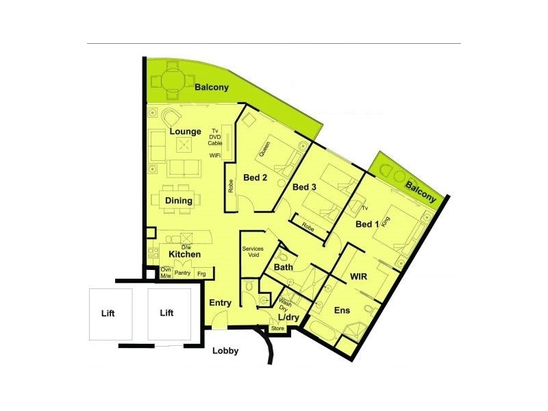 1253 / 23 Ferny Avenue, Surfers Paradise QLD 4217 Floorplan