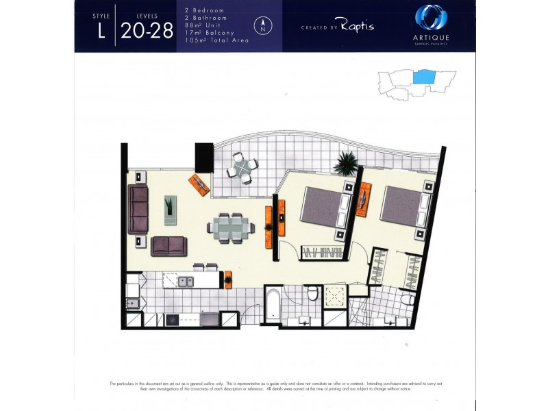 2204 ‘Artique’ 18 Enderley Avenue, Surfers Paradise QLD 4217 Floorplan