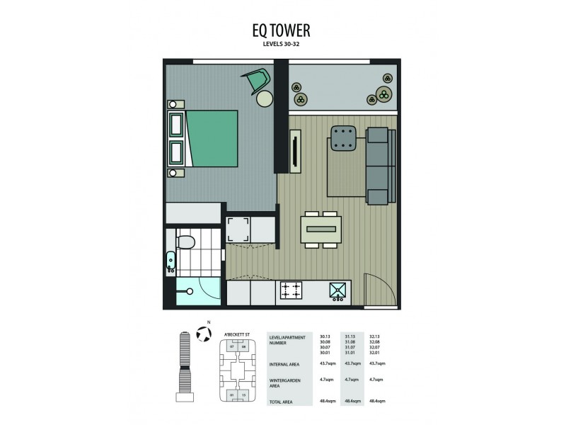 3008/127-141 A’Beckett Street, Melbourne VIC 3000 Floorplan