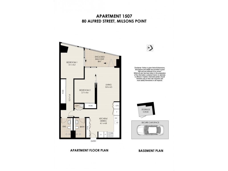 1507/80 Alfred Street, Milsons Point NSW 2061 Floorplan