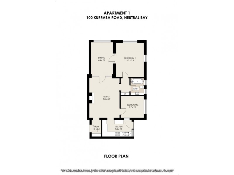 1/100 Kurraba Road, Neutral Bay NSW 2089 Floorplan