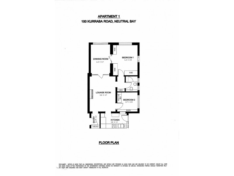 1/100 Kurraba Road, Neutral Bay NSW 2089 Floorplan
