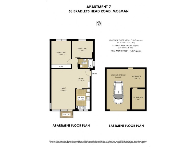 7/68 Bradleys Head Road, Mosman NSW 2088 Floorplan