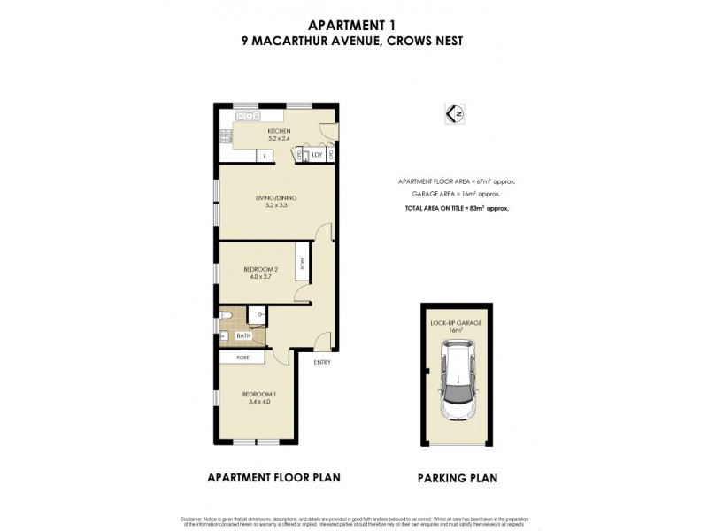1/9 Macarthur Avenue, Crows Nest NSW 2065 Floorplan