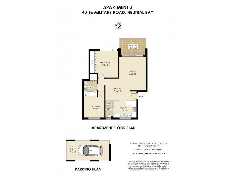 3/40-56 Military Road (enter from Byrnes Ave), Neutral Bay NSW 2089 Floorplan